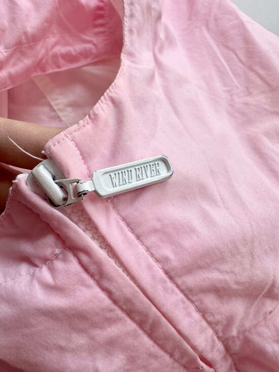 Vintage 00's WINDRIVER Pink White Nylon Hooded Windbreaker Jacket, Size L - Picture 11 of 16